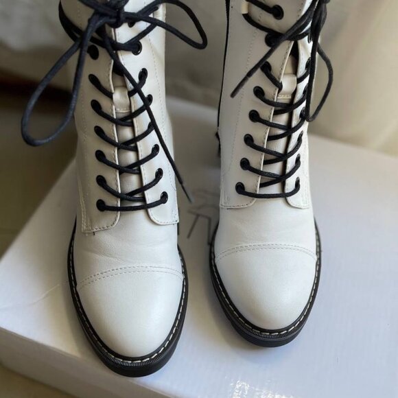 NWT Catwalk White Lace-Up Heeled Women Boots Size 6 German Import - Picture 9 of 14